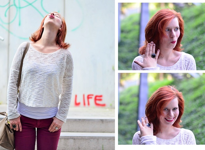 Outfit-Annanikabu-rote Hose-Fashion-Outfitpost-Berlin-Ikea-collage-making off-outtakes-grimasse-hahaha